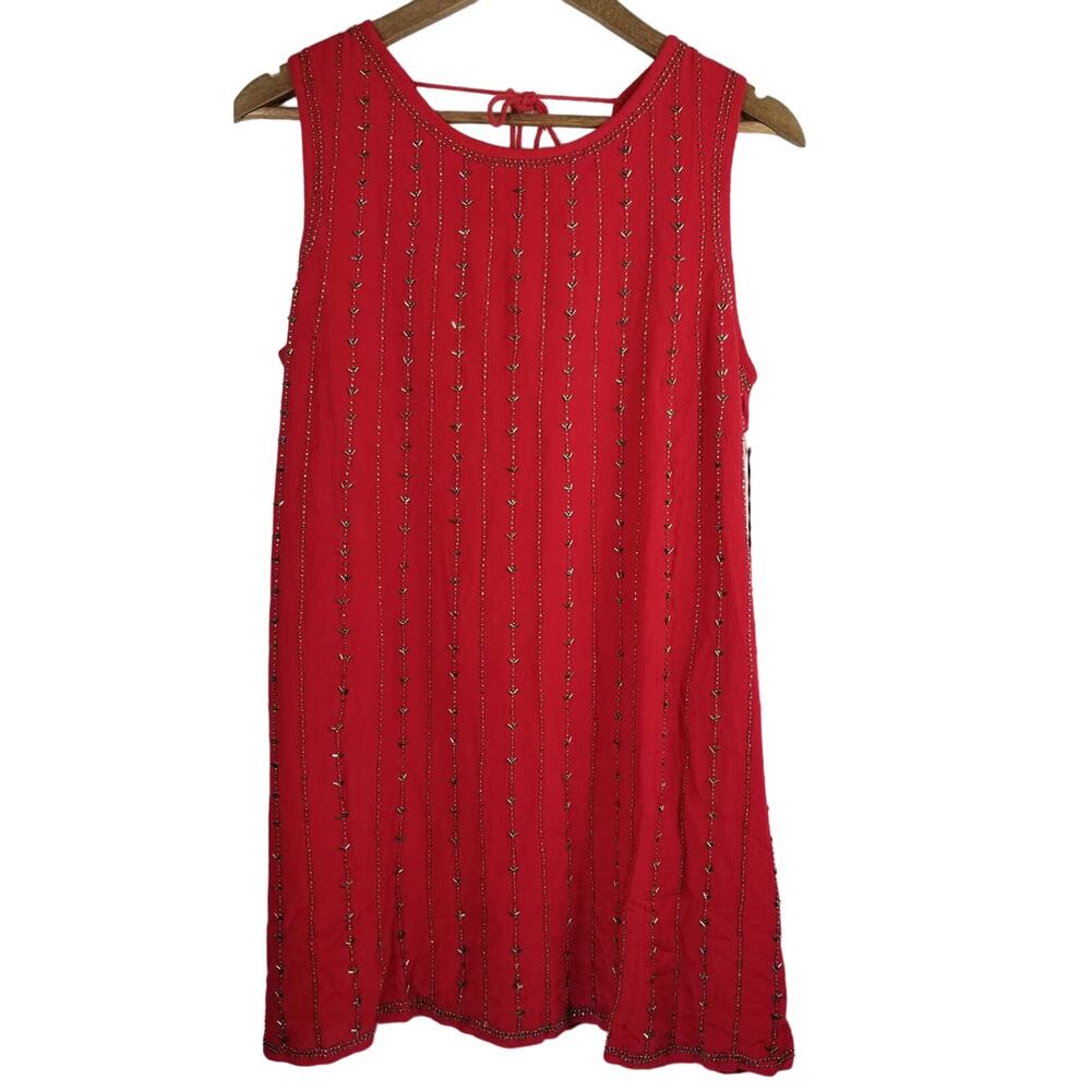Lost + Wander Hand Beaded Bohemian Festival Statement Piece Red Dress L NWT